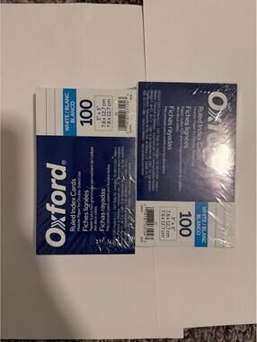 Oxford Ruled Index Cards White Blue 3 x 5 inch Pack of 2 (100 Cards)